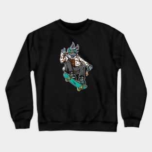 Skating Rabbit Hand Drawn Style Crewneck Sweatshirt